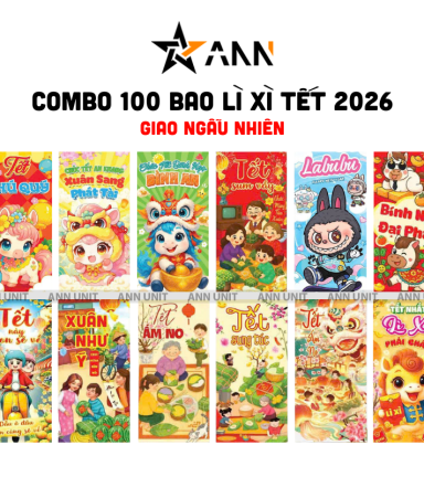Combo 100 Bao Lì Xì Tết Bính Ngọ 2026 - Khách Chọn Tối Đa 10 mẫu - LIXI2026