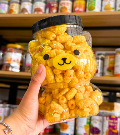 Nui Vàng Chiên Tỏi Ớt Đậm Vị 330g - Hũ Gấu Lớn - NVCTOHGL330G