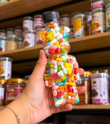 Kẹo Cứng Hương Vị Trái Cây - Kẹo Ngũ Sắc 220g - Chai Gấu Nhỏ - KCVTCKNSCGN220G