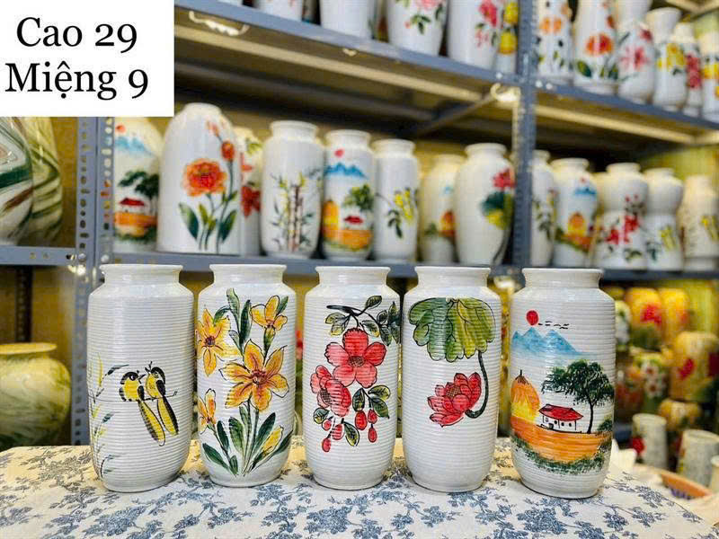 Lọ Hoa Gốm Sứ Nhiều Mẫu Cao 29, miệng 9 2 Lọ Hoa Gốm Sứ Nhiều Mẫu Cao 29, miệng 9