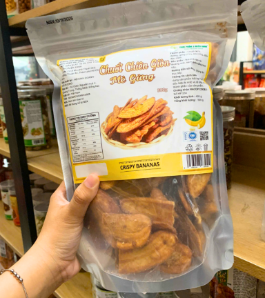 Chuối Chiên Giòn Mè Gừng 500g Túi Zip Bạc - CCMEGION