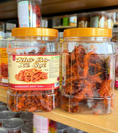 Khô Bò Xé Sợi Thượng Hạng Thơm Ngon 500g - Hộp Lớn - KBXSHL500G