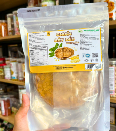 Chuối Sấy Dẻo Loại Ép Miếng 400g - Túi Zip Bạc - CSDEMTZB400G