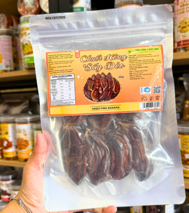 Chuối Hồng Sấy Dẻo Thơm Ngon 400g - Túi Zip Bạc - CHSDTZB400G