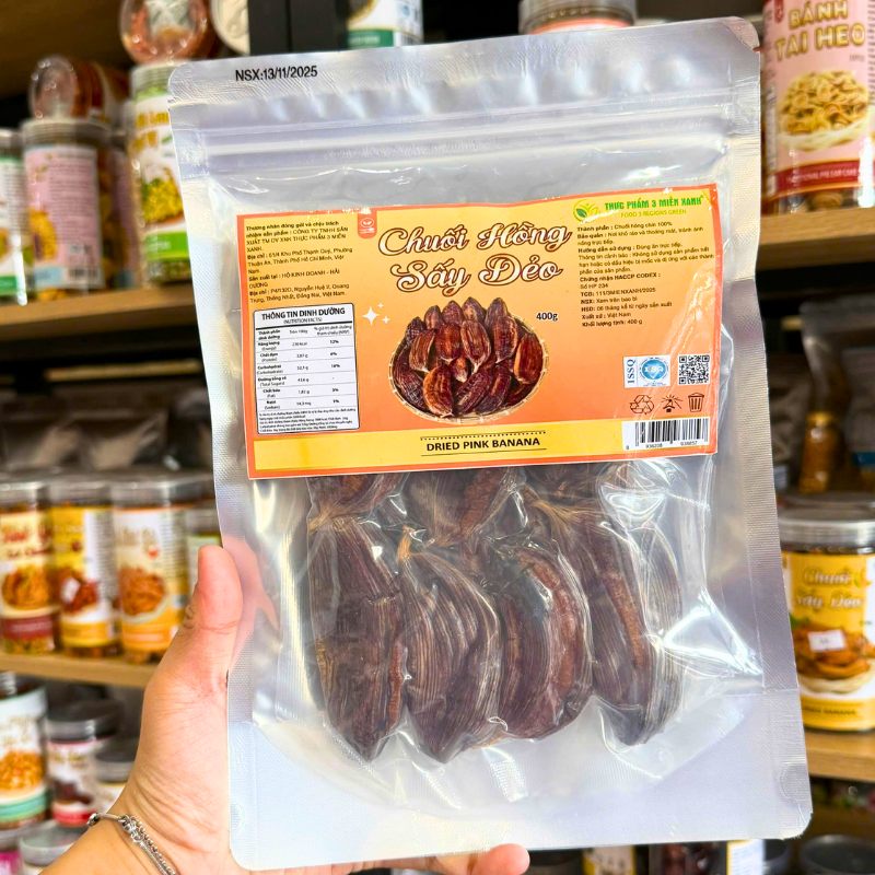 Chuối Hồng Sấy Dẻo Thơm Ngon 400g - Túi Zip Bạc 4 Chuối Hồng Sấy Dẻo Thơm Ngon 400g - Túi Zip Bạc