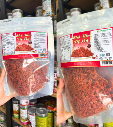 Khô Tẩm Vị Bò 300g - Túi Zip Bạc - KTVBTZB300G