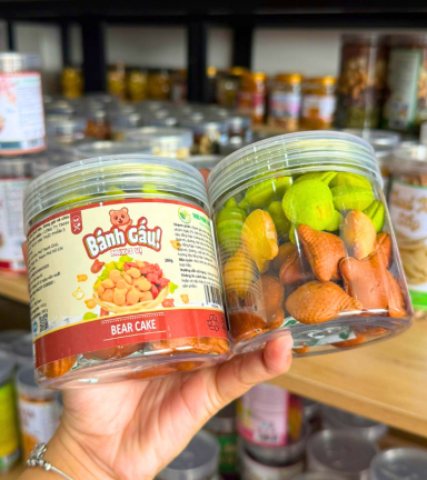 Bánh Gấu Mix 3 Vị (Truyền Thống - Socola - Chùm Ngây) Mini 200g - Hộp Pet - BGM3VMHP200G