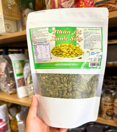 Nhân Bí Xanh Sấy 500g - Túi Zip Bạc - NBXSTZB500G