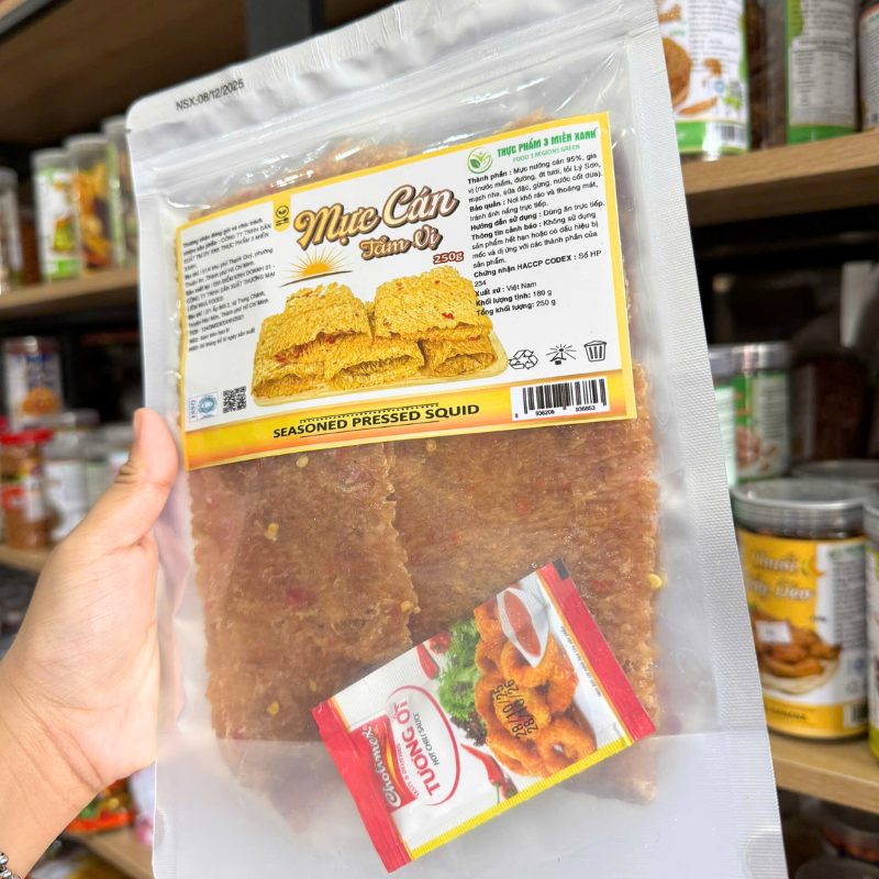 Mực Cán Tẩm Vị 250g - Túi Zip Bạc 4 Mực Cán Tẩm Vị 250g - Túi Zip Bạc