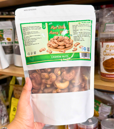 Hạt Điều Rang Muối 400g - Túi Zip Bạc - HTIURANGMUI