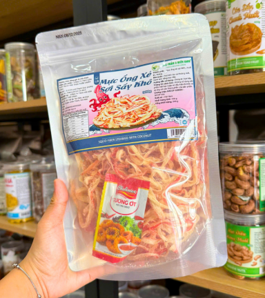 Mực Ống Xé Sợi Sấy Khô 300g - Túi Zip Bạc - MCNGXSI