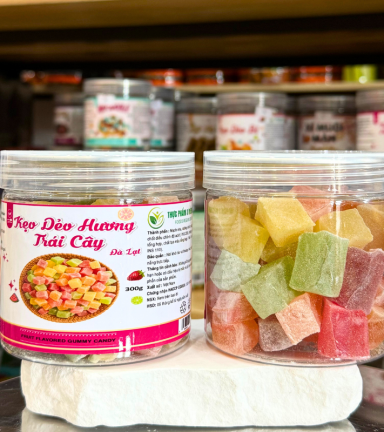 Kẹo Dẻo Vuông Hương Trái Cây (Kẹo Dẻo Đà Lạt) Mini 300g - Hộp Pet - KDVHTCMHP300G