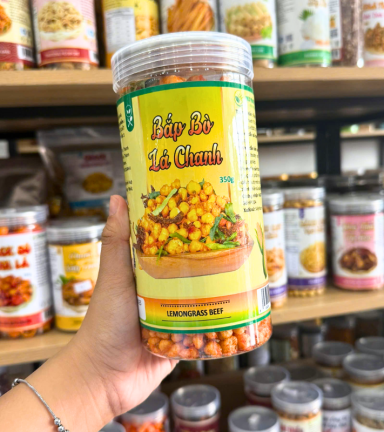 Bắp Vị Bò Lá Chanh Thơm Ngon 350g - Hộp Pet - BVBLCHP350G