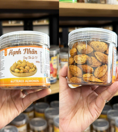 Hạnh Nhân Sấy Tẩm Gia Vị - Hạnh Nhân Rang Bơ Loại Vỏ Dày Mini Thơm Ngon 200g - Hũ Pet - HNSTGVMHP200G