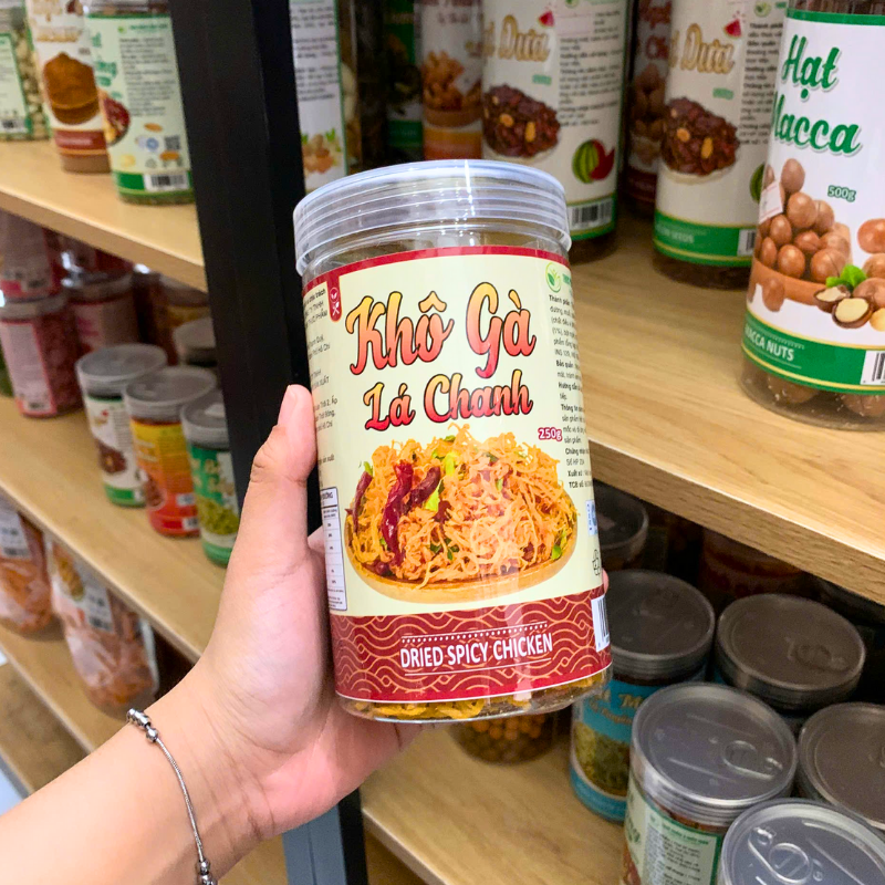 Chỗ sỉ khô Gà Lá Chanh Thơm Ngon 250g - Hũ Pet 5 Chỗ sỉ khô Gà Lá Chanh Thơm Ngon 250g - Hũ Pet