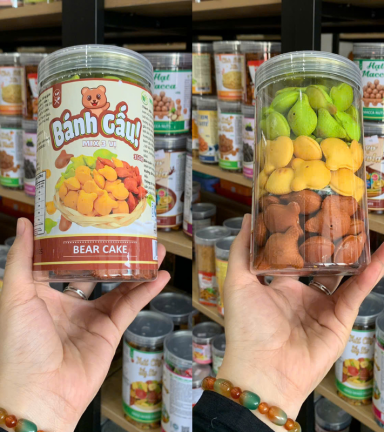 Bánh Gấu Mix 3 Vị (Truyền Thống - Socola - Chùm Ngây) 350g - Hộp Pet - BGM3VHP350G