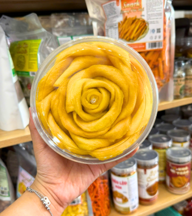 Xoài Sấy Dẻo - Xoài Xếp Hoa Thơm Ngon 500g - Hộp Tròn - XSDXHHT500G