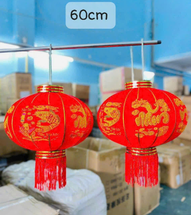2 LỒNG ĐÈN NHUNG KẺ TẾT 60CM(Giá 2 cái) - 2LNGNNHUN