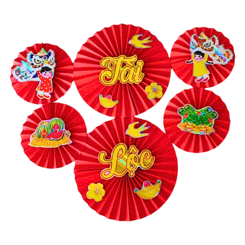 Chỗ sỉ set 6 Quạt Xếp Đỏ In Ép Kim Nhiều Chữ Trang Trí Tết (Nhiều Mẫu) 6 Chỗ sỉ set 6 Quạt Xếp Đỏ In Ép Kim Nhiều Chữ Trang Trí Tết (Nhiều Mẫu)