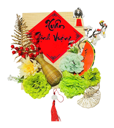 Set Phụ Kiện Mành Tre Vuông Nhiều Mẫu Ráp Sẵn Trang Trí Tết - MTTT03