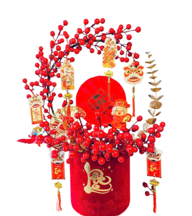 Trụ Đông Đào Chữ C - Chậu Đào Đông Trang Trí Tết - TDDCC01