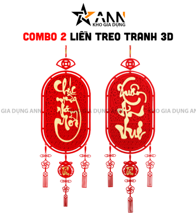 Cặp 2 Liễn Treo 3d - Dây Treo Trang Trí Tết 28x108cm - TLN04