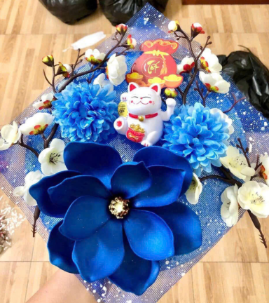 Set Phụ Kiện Trang Trí Hoa Mộc Lan Đào Cổ Tượng - Mẹt Tre Hoa Treo Tường - Phên Tre Trang Trí Tết - MTTT05