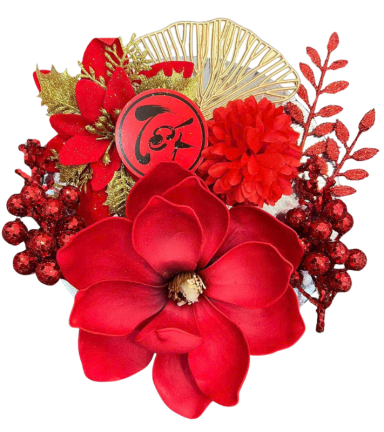 Set Phụ Kiện Trang Trí Hoa Mộc Lan - Mẹt Tre Hoa Treo Tường - Phên Tre Trang Trí Tết - MTTT06