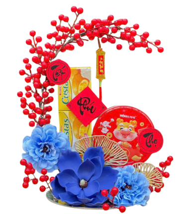 Set Tráp Đông Đào Hoa Mộc Lan - Trang Trí Bánh Tết Phúc Lộc Thọ - Set Đồng Đào Tài Lộc Trang Trí Tết - SDDTTT01