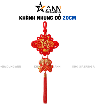 Khánh Nhung Đỏ Chữ Phúc 3D - Liễn Vuông Cá Chép Nhung Đỏ Trang Trí Tết - 20cm - TLN06