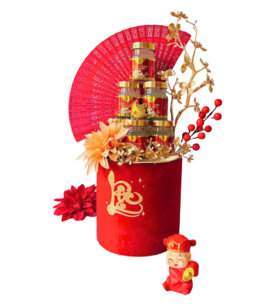 Tháp Yến Xào Trụ Đông Đào Đỏ Trang Trí Tết - Tráp Yến Xào Tết - TDDTTT01