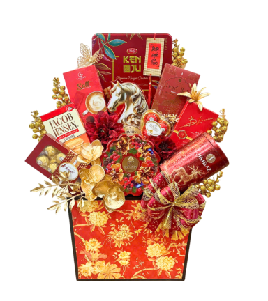 Giỏ Quà Tết Đỏ Bính Ngọ 12 Món - Quà Tặng Tết Sang Trọng - Quà Trang Trí Tết - QTTT04