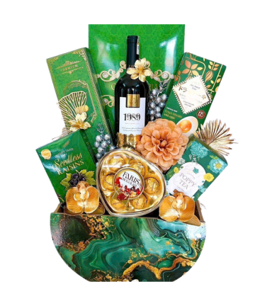 Giỏ Quà Tết Xanh Lá - Quà Tặng Tết Sang Trọng - Quà Trang Trí Tết - QTTT11