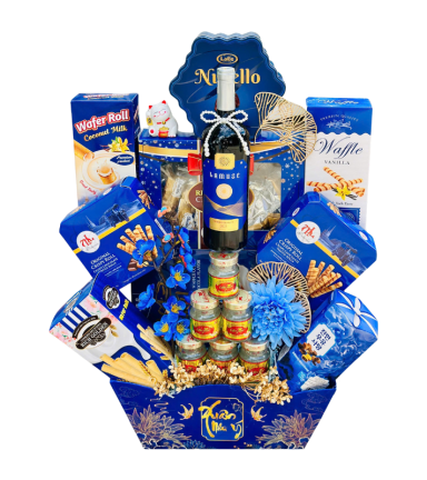 Hộp Quà Tết Màu Xanh - Quà Tặng Tết - Quà Trang Trí Tết - QTTT24