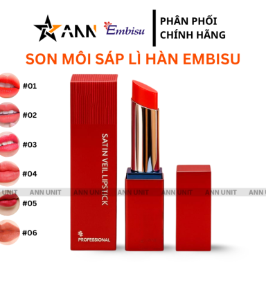 Son Môi Sáp Lì Hàn Quốc Embisu Satin Veil Lipstick - 6 Màu - SONEMBISU03