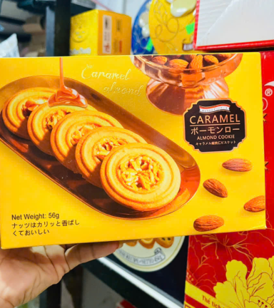 Hộp Bánh Quy Hạnh Caramel Nhân Thơm Ngon 56g - Bánh Quy Caramel Trang Trí Tết - BQHN01