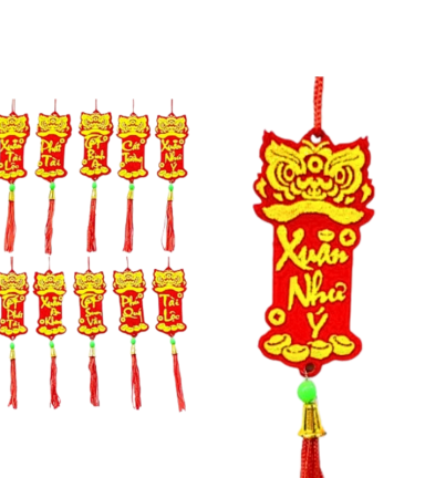 Set 10 Liễn Đầu Lân Nhung Treo Cây Trang Trí Tết - TLN08