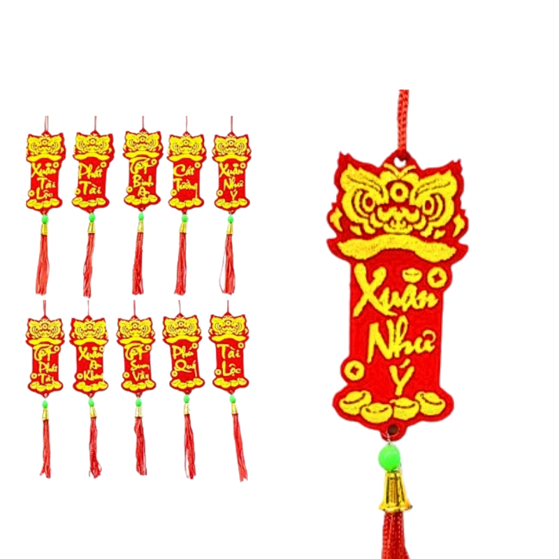 Chuyên sỉ set 10 Liễn Đầu Lân Nhung Treo Cây Trang Trí Tết 2 Chuyên sỉ set 10 Liễn Đầu Lân Nhung Treo Cây Trang Trí Tết