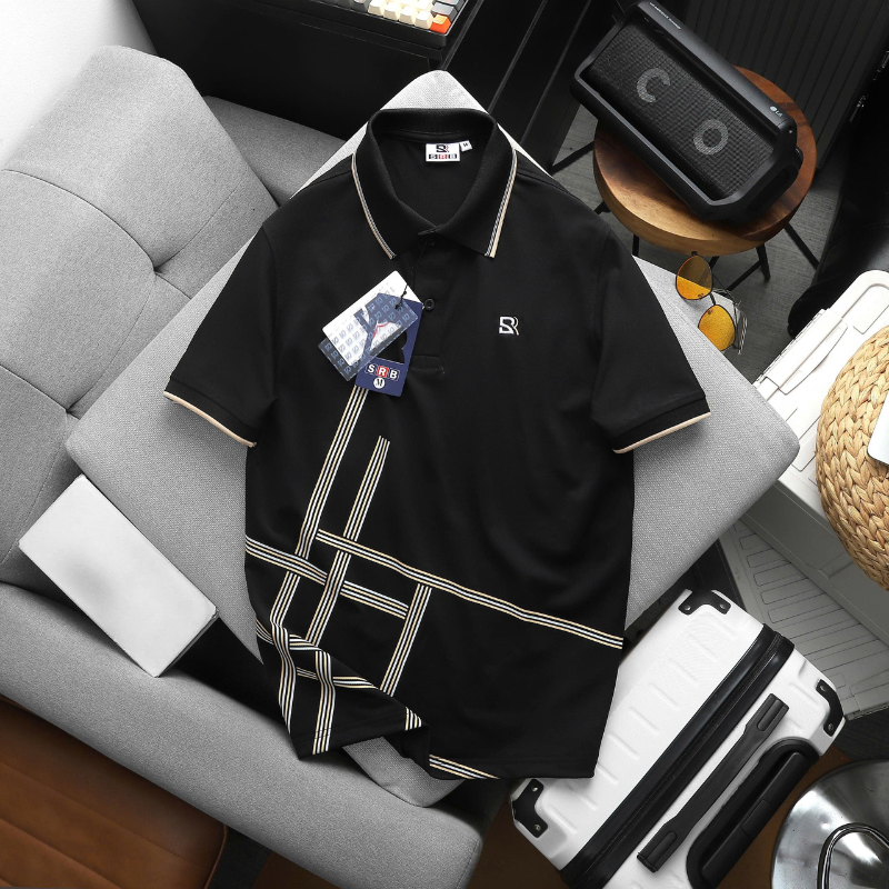 27601_18_20251211173057-1.png Áo Thun Nam Polo - Áo Thun Cổ Bẻ Nam Thêu Logo Chữ R Trước Ngực Và Phối Sọc Ở Vạt Áo Sang Trọng Có Big Size - CS294