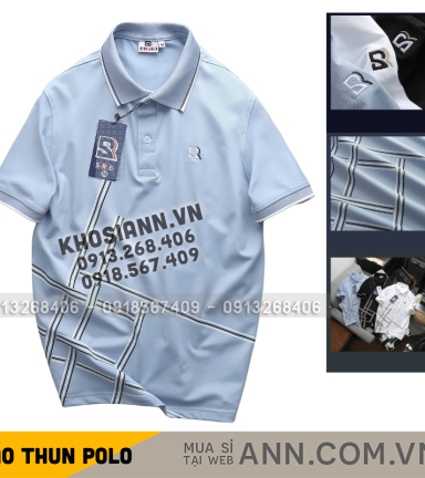 Áo Thun Nam Polo - Áo Thun Cổ Bẻ Nam Thêu Logo Chữ R Trước Ngực Và Phối Sọc Ở Vạt Áo Sang Trọng Có Big Size - CS294