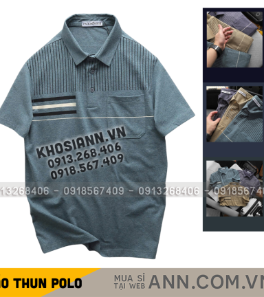 Áo Thun Nam Polo - Áo Thun Cổ Bẻ Nam Phối Sọc Có Túi Trước Ngực Sang Trọng Có Big Size - CS295