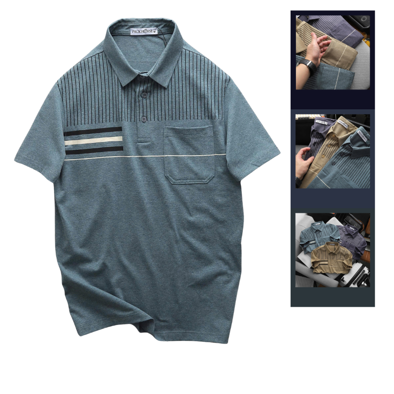 Chuyên sỉ áo Thun Nam Polo - Áo Thun Cổ Bẻ Nam Phối Sọc Có Túi Trước Ngực Sang Trọng Có Big Size 16 Chuyên sỉ áo Thun Nam Polo - Áo Thun Cổ Bẻ Nam Phối Sọc Có Túi Trước Ngực Sang Trọng Có Big Size