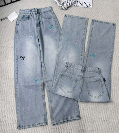 Quần Jeans Cotton Nữ Ống Suông Vải Dày Mềm Không Co Giãn Tôn Dáng - QG290