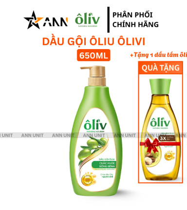 Dầu Gội Ôliu Ôliv Giúp Tóc Chắc Khỏe Bồng Bềnh 650ml - Tặng Dầu Tắm Oliu 3x Dưỡng Ẩm - 8935136865181