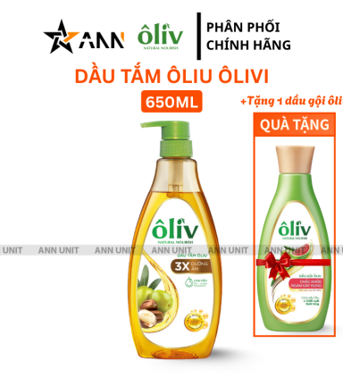 Dầu Tắm Ôliu Ôliv 3x Dưỡng Ẩm 650ml - Tặng Dầu Gội Ôliu Giúp Giảm Gãy Rụng Tóc - 8935136865402
