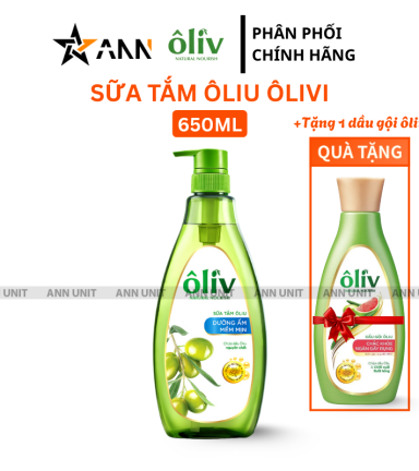 Sữa Tắm Ôliu Ôliv 3x Dưỡng Ẩm 650ml Xanh Dương - Tặng Dầu Gội Ôliu Giúp Giảm Gãy Rụng Tóc - 8935136865334