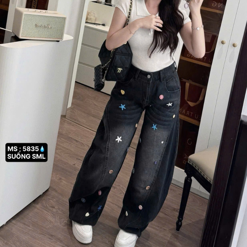 27662_167_20251215170224.png Quần Thụng Jeans Nữ Thêu Ngôi Sao Vải Dày Mềm Không Co Giãn - QG298