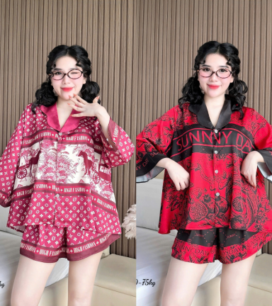 Đồ Bộ Ngủ Nữ Họa Tiết Đơn Giản Mặc Mát Thoải Mái 50–75kg - DBO5199