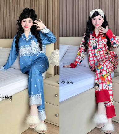 Đồ Bộ Ngủ Nữ - Đồ Bộ Tay Dài Quần Dài Họa Tiết Đơn Giản Mặc Mát Thoải Mái Size Thường 40–60kg - DBO5200