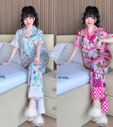 Đồ Bộ Ngủ Nữ - Đồ Bộ Quần Dài Tay Ngắn Họa Tiết Đơn Giản Mặc Mát Thoải Mái Size Thường 40–60kg - DBO5201
